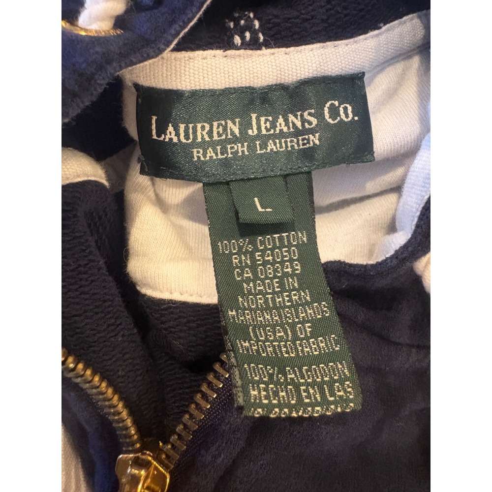 Lauren Jeans Co Ralph Lauren Navy Blue Full Zip Hoodie Sweatshirt Large - Picture 2 of 9